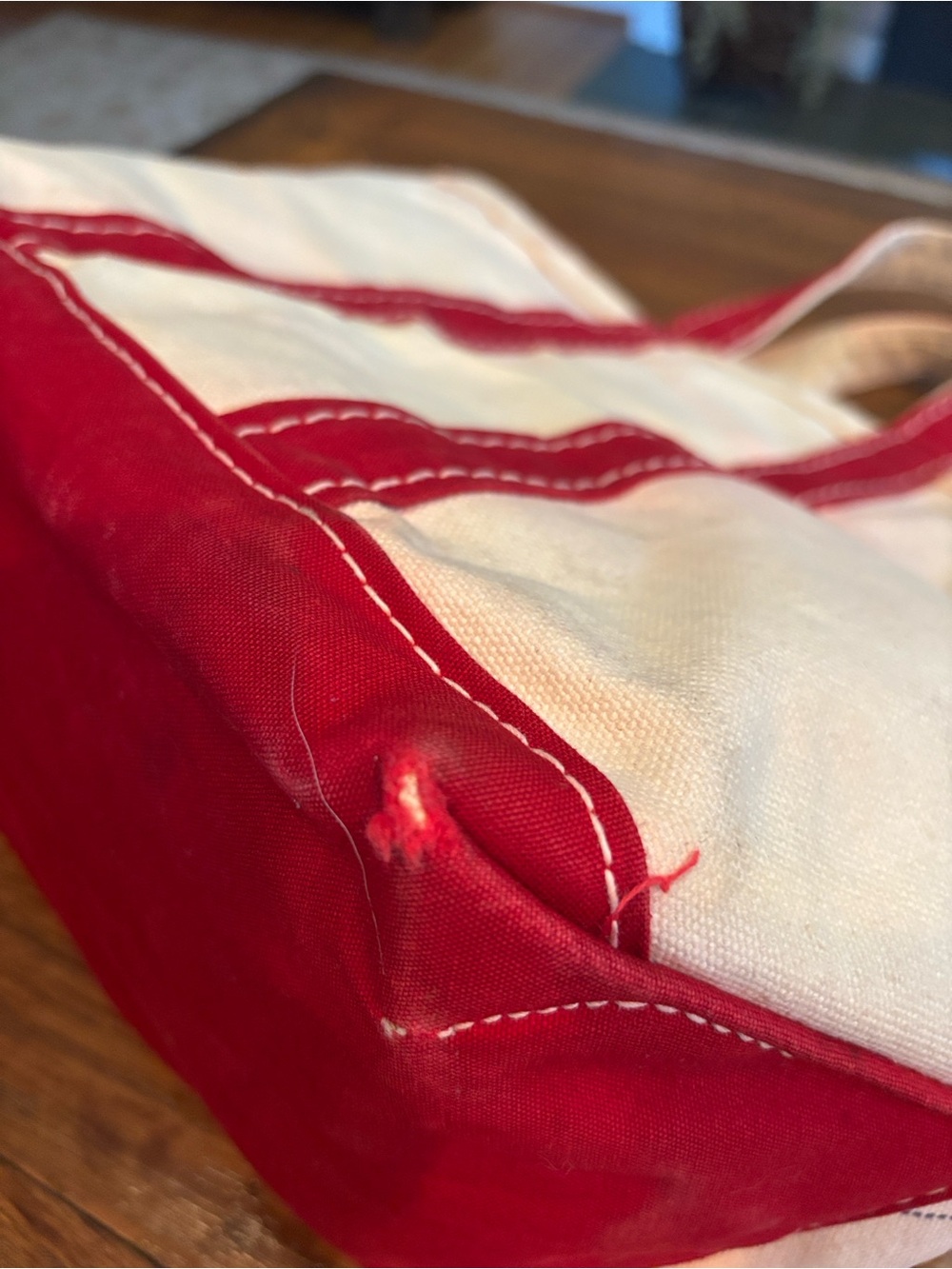 LL Bean Vintage 80s Boat and Tote Bag with Red Trim - Picture 8 of 16